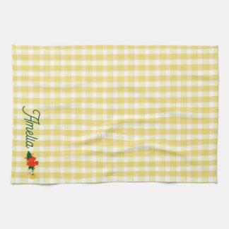 Tartan yellow simple wildflower pattern  name kitchen towel