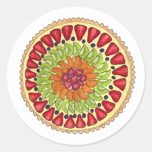 Tarte aux Fruits Fruit Tart Pie French Pastry Classic Round Sticker