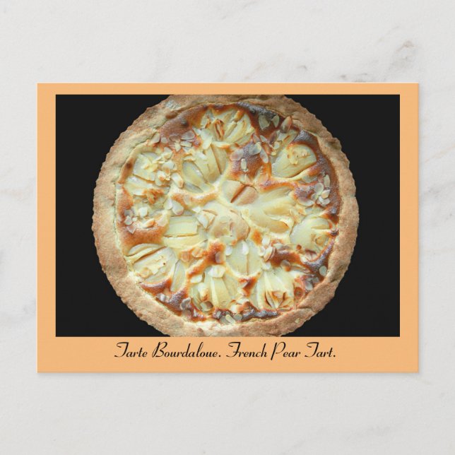 Tarte Bourdaloue, a French Pear Tart Photo. Postcard (Front)