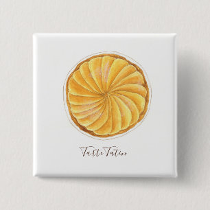 Tarte Tatin watercolor Button