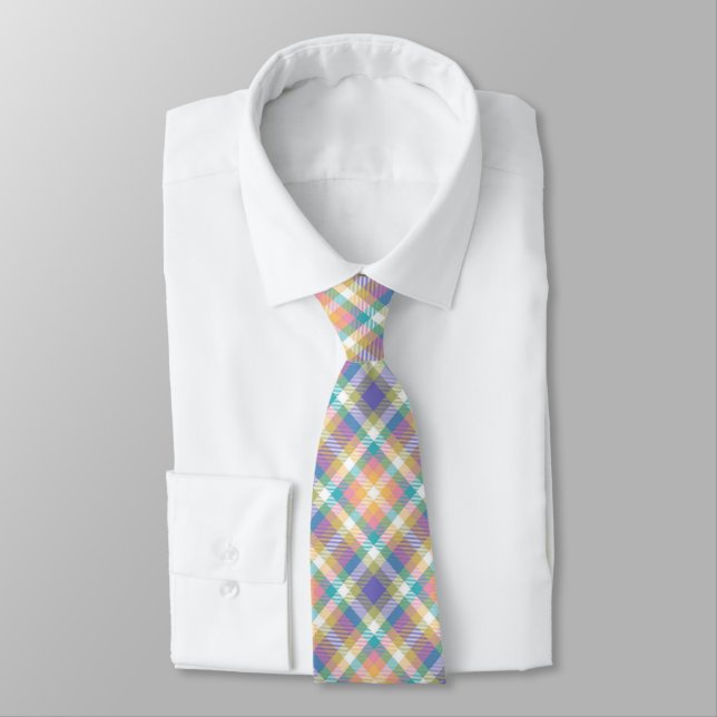 Tarten Plaid Mix Spring Easter Colors d4 Men's Tie (Tied)