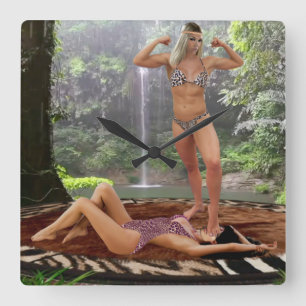 TARZANA’S VICTORY POSE SQUARE WALL CLOCK