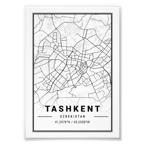 Tashkent _ Uzbekistan Light City Map Photo Print