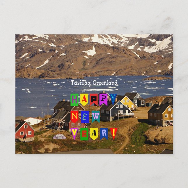 Tasiilaq, Greenland - Happy New Year Postcard (Front)