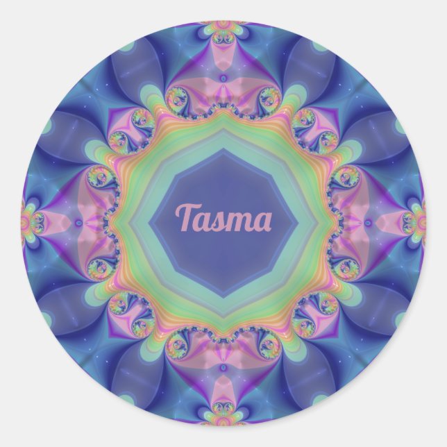 TASMA ~ Pastel Abstract Kaleidoscope Pattern ~  Classic Round Sticker (Front)