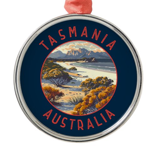 Tasmania Australia Retro Distressed Circle Metal Ornament