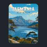 Tasmania Australia Travel Art Vintage Magnet<br><div class="desc">Tasmania retro vector travel design. Tasmania is an island state of Australia,  located 240 kilometres south of the Australian mainland,  separated by the Bass Strait.</div>
