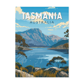 Tasmania Australia Travel Art Vintage Postcard