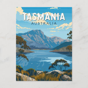 Tasmania Australia Travel Art Vintage Postcard