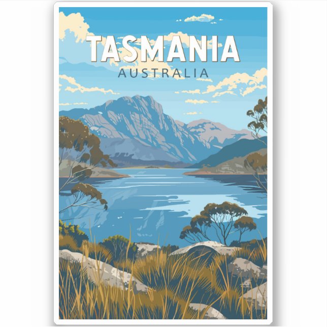 Tasmania Australia Travel Art Vintage Sticker (Front)