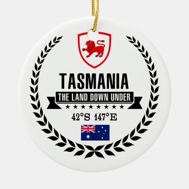 Tasmania Ceramic Ornament (Front)
