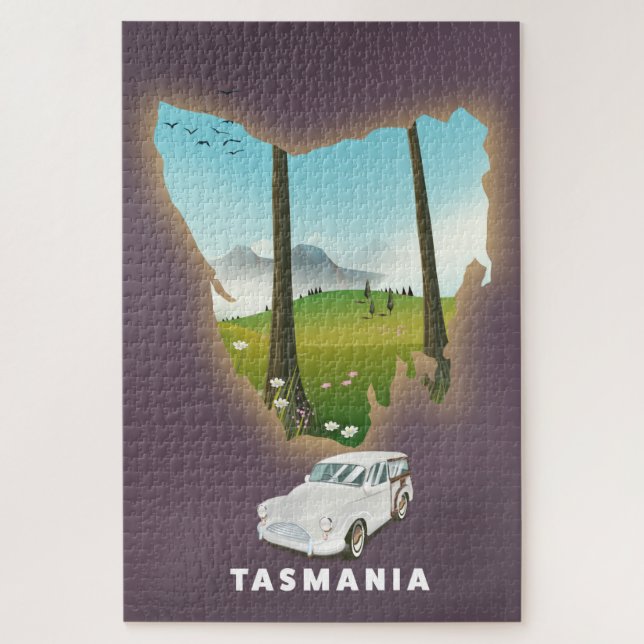 Tasmania illustrated map travel poster. jigsaw puzzle (Vertical)