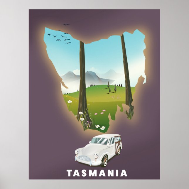 Tasmania illustrated map travel poster. poster (Front)
