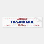 [ Thumbnail: Tasmania - My Home - Australia; Red & Pink Hearts Bumper Sticker ]