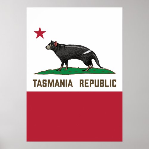 Tasmania Republic Tasmanian devil Flag Poster