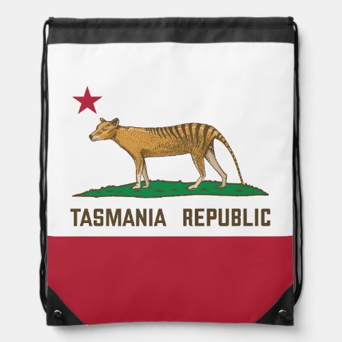 Tasmania Republic Thylacine Flag Tasmanian tiger Drawstring Bag