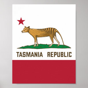 Tasmania Republic Thylacine Flag Tasmanian tiger Poster