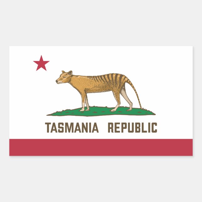Tasmania Republic Thylacine Flag Tasmanian tiger Rectangular Sticker (Front)