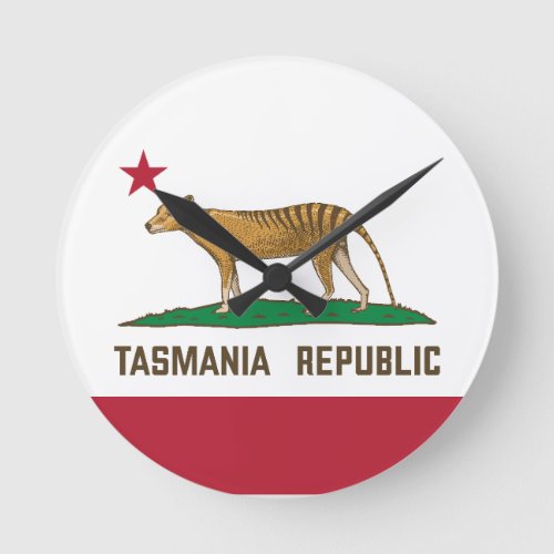 Tasmania Republic Thylacine Flag Tasmanian tiger Round Clock