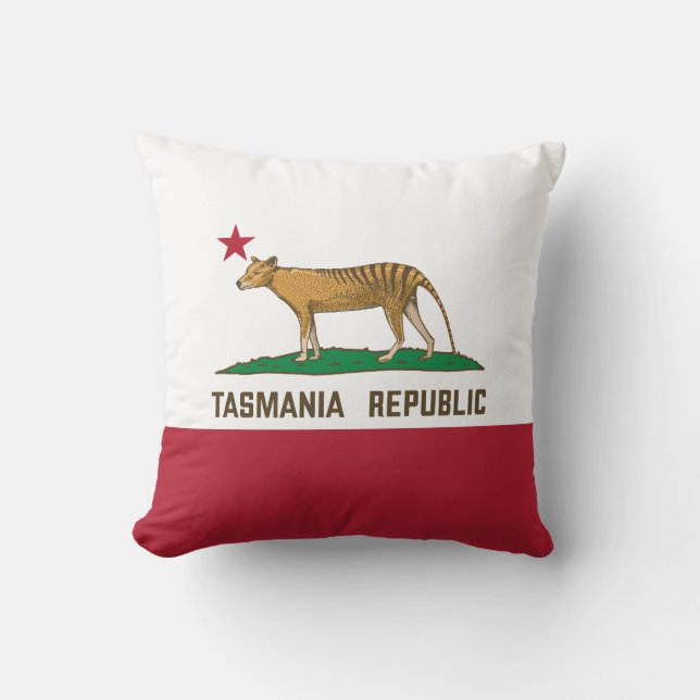Tasmania Republic Thylacine Flag Tasmanian tiger Throw Pillow (Front)