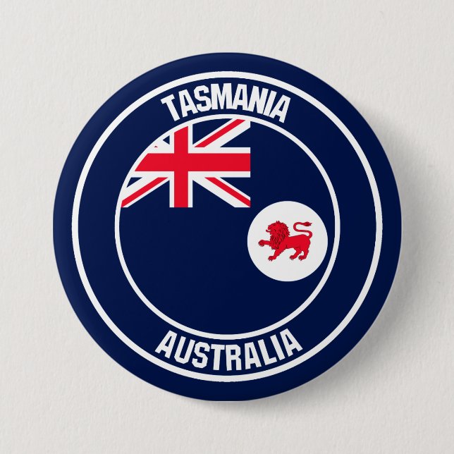 Tasmania Round Emblem Button (Front)