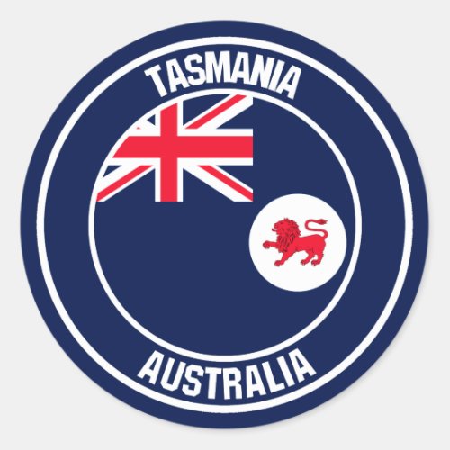 Tasmania Round Emblem Classic Round Sticker