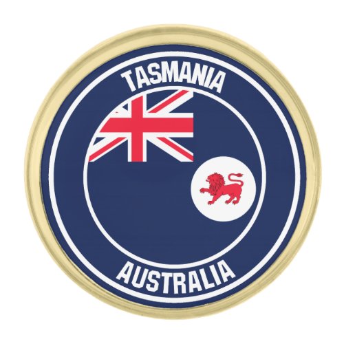 Tasmania Round Emblem Gold Finish Lapel Pin