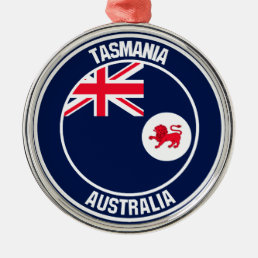 Tasmania Round Emblem Metal Ornament