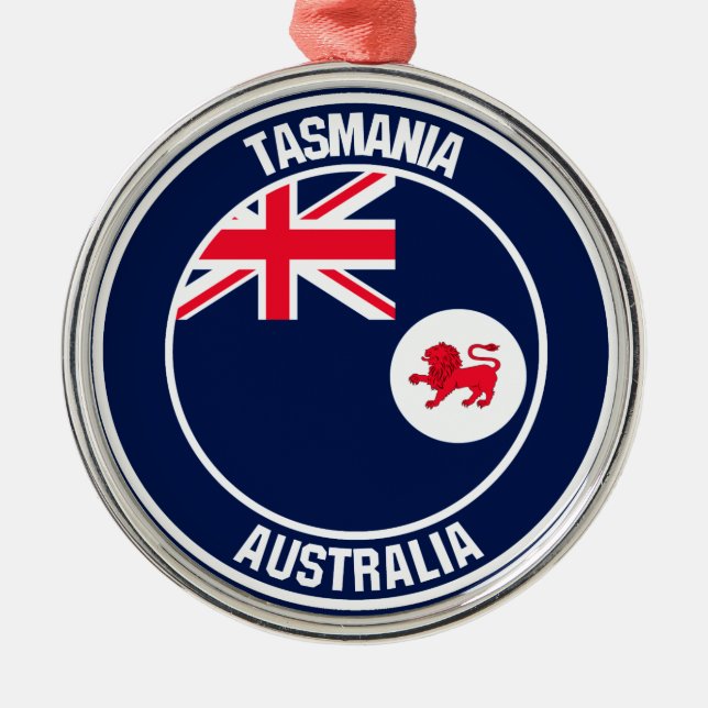 Tasmania Round Emblem Metal Ornament (Front)