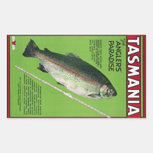 Tasmania  The Anglers Paradise Rectangular Sticker