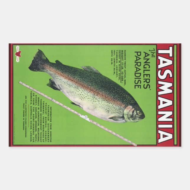 Tasmania ~ The Angler's Paradise Rectangular Sticker (Front)