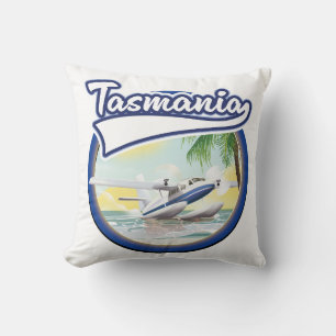 Tasmania travel logo throw pillow