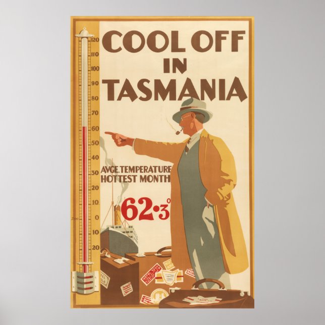Tasmania Vintage Travel Poster (Front)