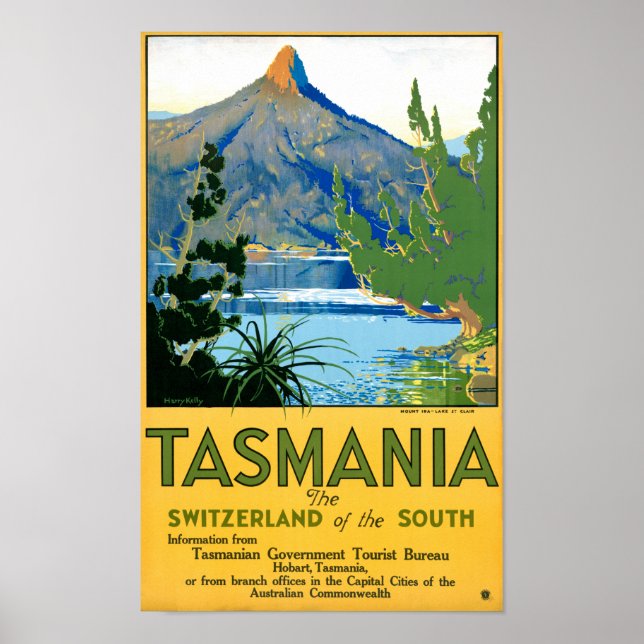 Tasmania Vintage Travel Poster Restored (Front)
