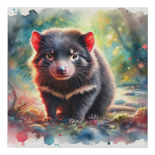 Tasmanian Devil 240824AREF116 - Watercolor Faux Canvas Print