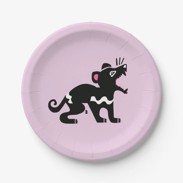 Tasmanian DEVIl - Australia -Wildlife - Pink Party Paper Plates (Front)