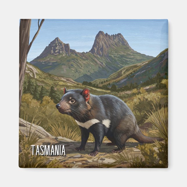 Tasmanian Devil Cradle Mountain Travel Magnet (Front)