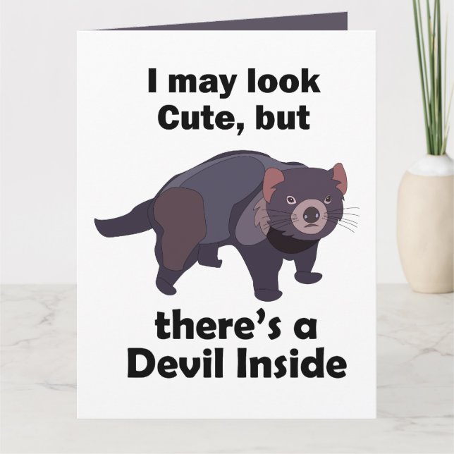 Tasmanian Devil Cute Devil Inside Funny Marsupial Card (Front)