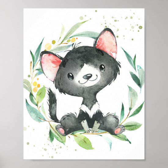Tasmanian Devil Eucalyptus Greenery Kids Wall Art