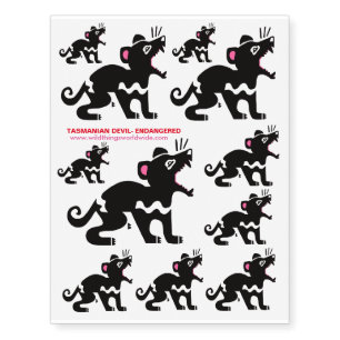  TASMANIAN DEVIL -Marsupial - Aussie Wildlife Temporary Tattoos