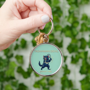 Tasmanian Devil Tennis Player Design - Power Rally Keychain