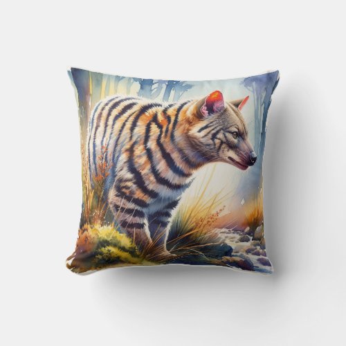 Tasmanian Tiger in Watercolor REF44 _ Watercolor Throw Pillow