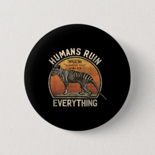 Tasmanian Tiger Thylacine Australian Extinct Anima Button