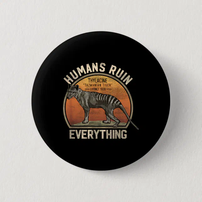 Tasmanian Tiger Thylacine Australian Extinct Anima Button | Zazzle