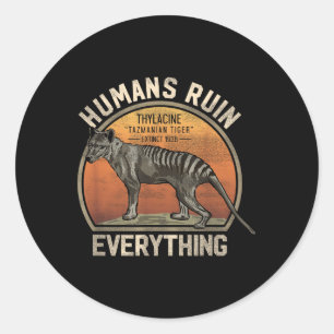 Tasmanian Tiger Thylacine Australian Extinct Anima Classic Round Sticker