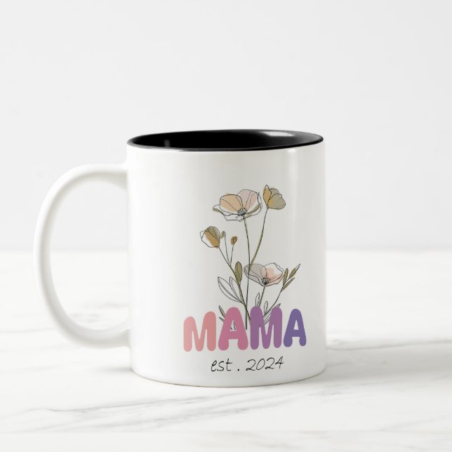 Tasse 2 Couleurs Mama Est 2024 Mothers Day Two-Tone Coffee Mug (Left)