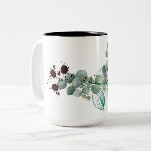 Tasse blanche classique 15 oz eucalyptus  Two_Tone coffee mug