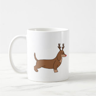 Tasse de Noël avec Teckel au Nez Rouge et Bois Coffee Mug