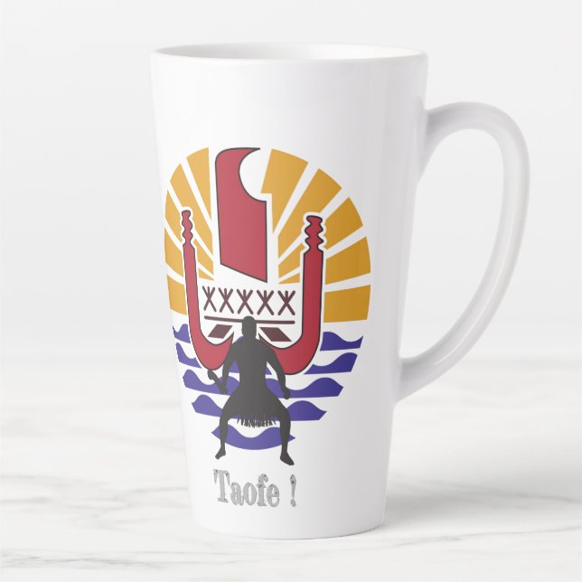☕ Tasse Latte Polynesian Flag "Coffee! Taofe!" Mug (Right)