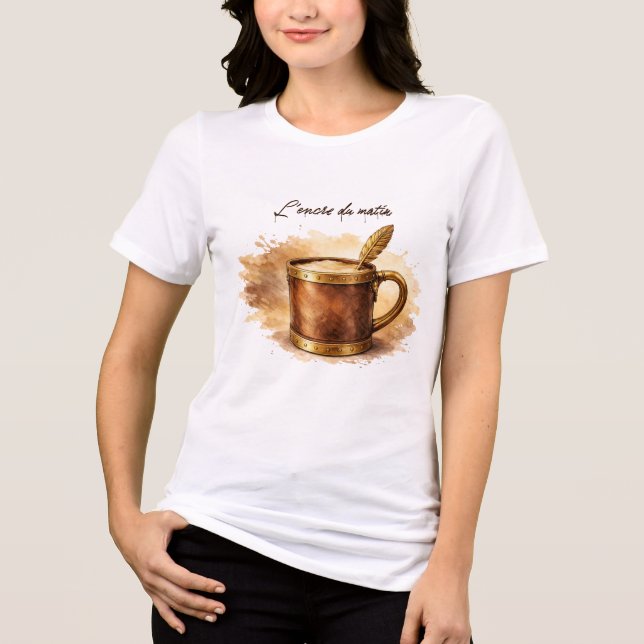 Tasse l'encre du matin Tri-Blend shirt (Front)